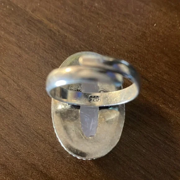 NWOT Sterling Silver .925 Oval Rose Quartz Adjustable Ring Sizes 5-10 - Picture 3 of 3